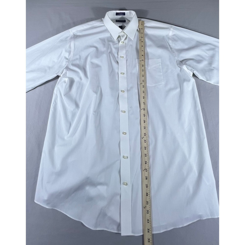 Stafford Performance White Dress Shirt Men's 18.5 36-37 Big & Tall Cotton Blend - Picture 5 of 13